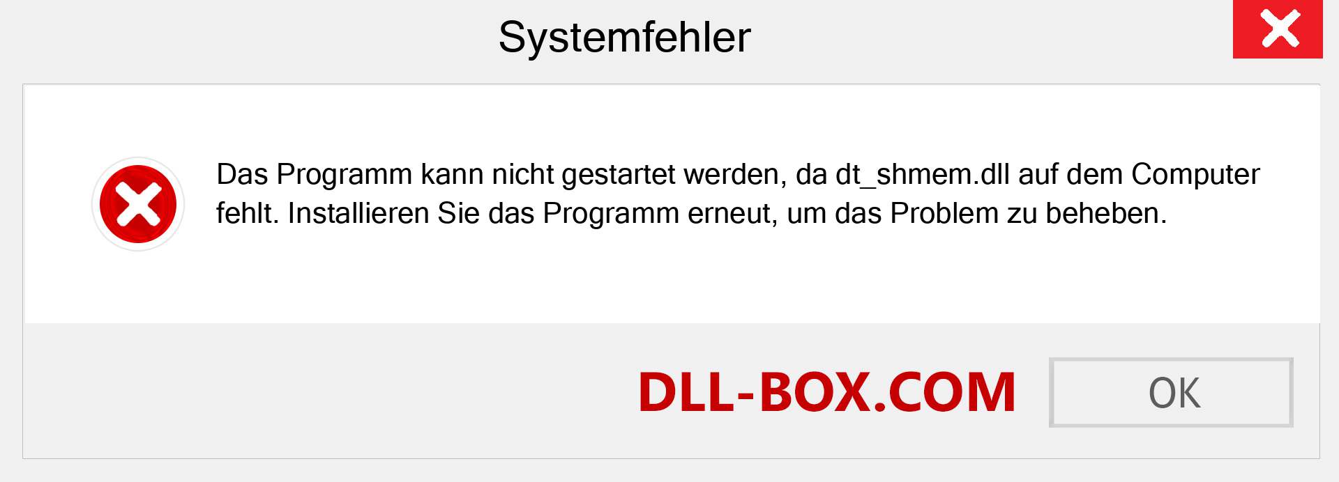 dt_shmem.dll-Datei fehlt?. Download für Windows 7, 8, 10 - Fix dt_shmem dll Missing Error unter Windows, Fotos, Bildern